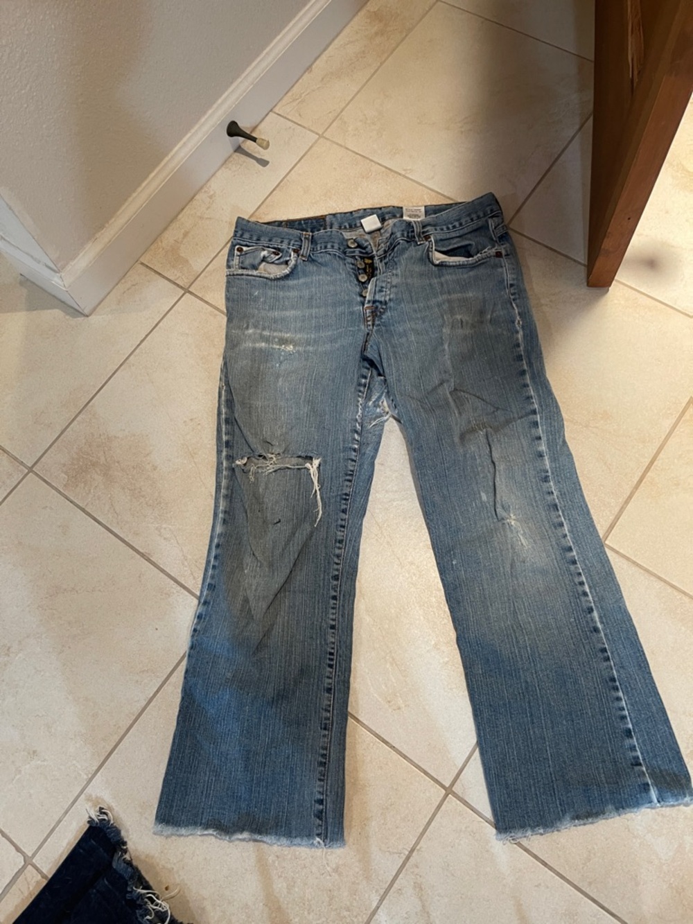 Lucky Brand Distressed Flare Jeans in Blue